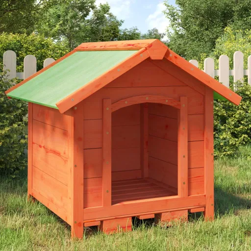 Caseta Para Perros Madera Maciza de Pino Marrón 65x65x61,5 cm