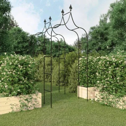 Arcos de Jardín 2 Uds Acero Negro 120x38x260 cm