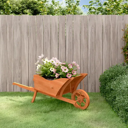 Jardinera Con Forma de Carretilla Madera de Abeto 128x45,5x43cm