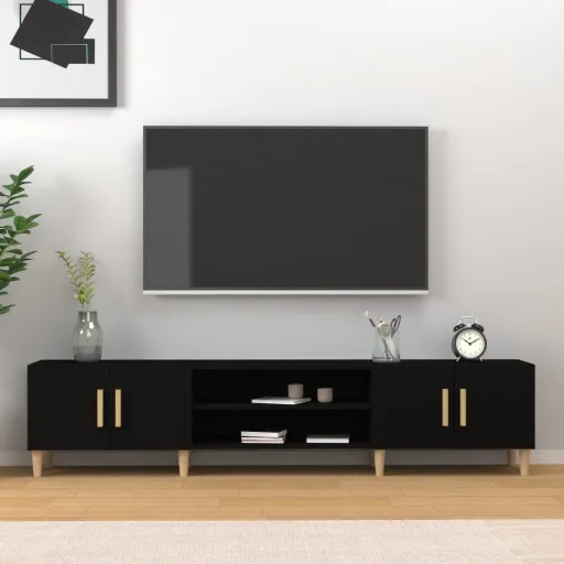 Mueble de TV Madera Contrachapada Negro 180x31,5x40 cm