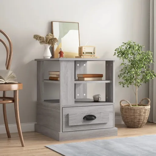 Mesa Auxiliar Madera Contrachapada Gris Sonoma 50x50x60 cm