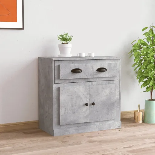 Aparador de Madera Contrachapada Gris Hormigón 70x35,5x67,5 cm