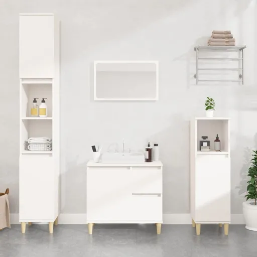 Armario de Baño Madera Contrachapada Blanco 65x33x60 cm