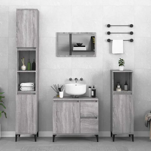 Armario de Baño Madera Contrachapada Gris Sonoma 65x33x60 cm
