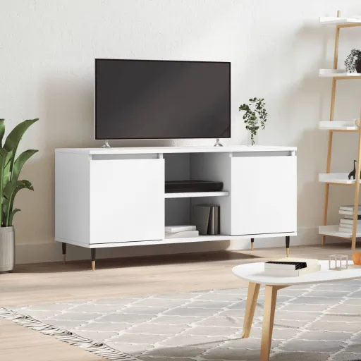 Mueble de TV Madera de Ingeniería Blanco 104x35x50 cm