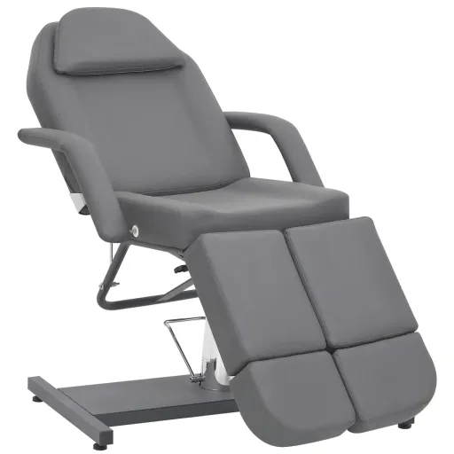Sillón de Salón de Belleza Cuero Sintético Gris 180x62x78 cm