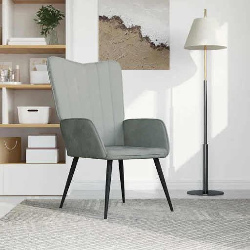 Sillón de Relax de Terciopelo Gris Claro
