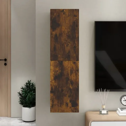 Mueble Para TV de Pared Color Roble Ahumado 30,5x30x110 cm