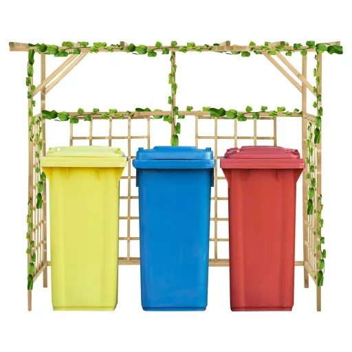 Pérgola de Jardín Para 3 Cubos de Basura Madera Pino Impregnada