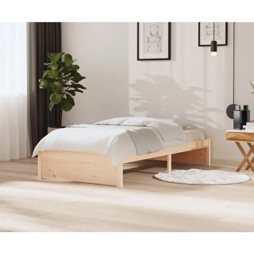 Estructura de Cama Sin Colchón Madera Maciza Blanco 100x200 cm