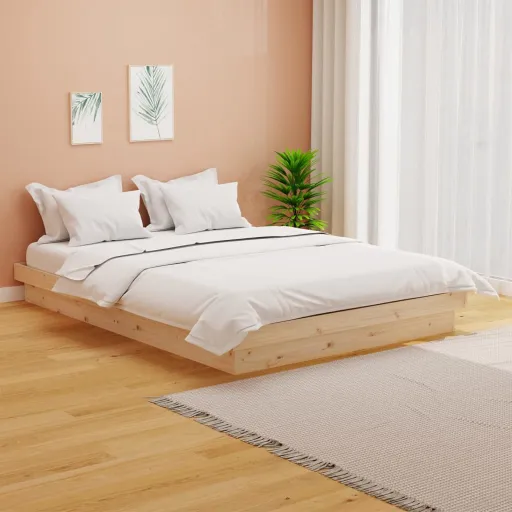 Estructura de Cama Doble Sin Colchón Madera Maciza