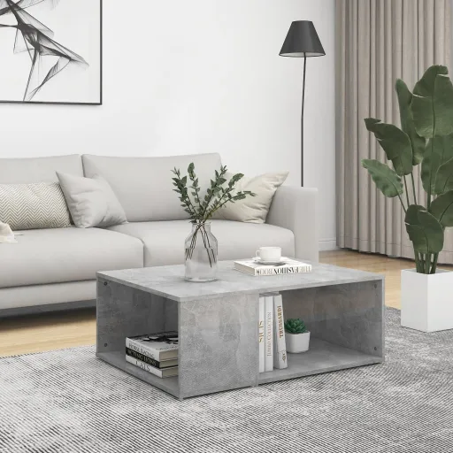 Mesa de Centro Madera Contrachapada Gris Hormigón 90x67x33 cm