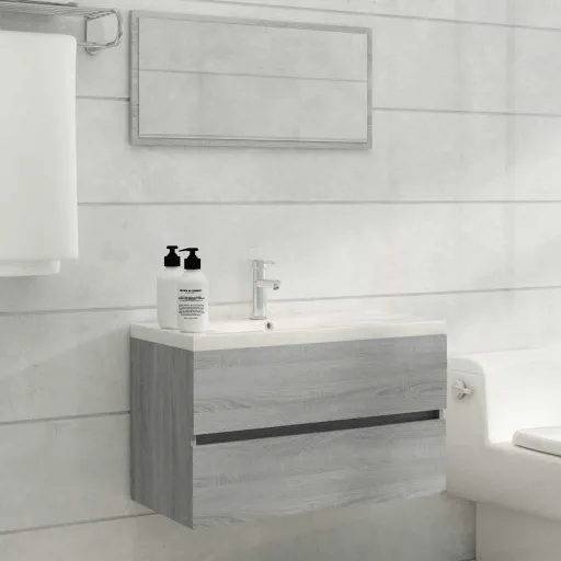 Set de Muebles de Baño 2 Pzas Madera Contrachapada Gris Sonoma