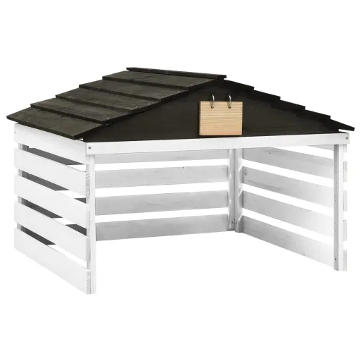 Caseta de Cortacésped Robótico Blanco y Negro 78x74x54 cm Abeto
