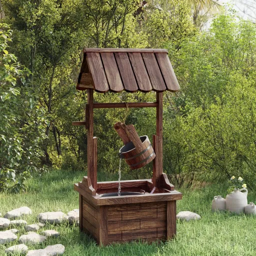 Fuente Pozo de Deseos Con Bomba Madera de Abeto 57x50x112 cm