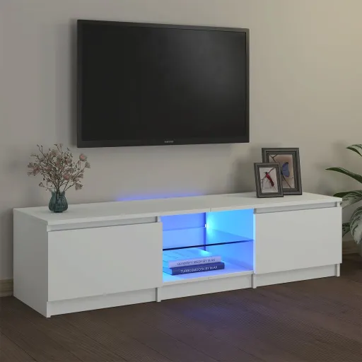 Mueble Para TV Con Luces LED Blanco 140x40x36 cm