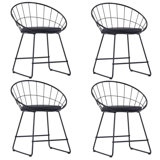 Sillas de Comedor Asientos de Cuero Sintético 4 Uds Acero Negro