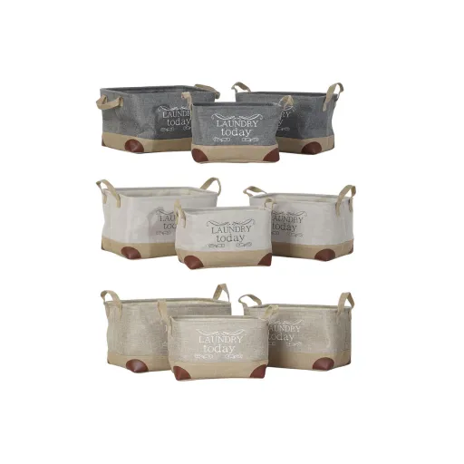 Cesta Multiusos DKD Home Decor Beige Gris Marrón Claro 40 x 30 x 24 cm Madera 3 Piezas (3 Unidades)