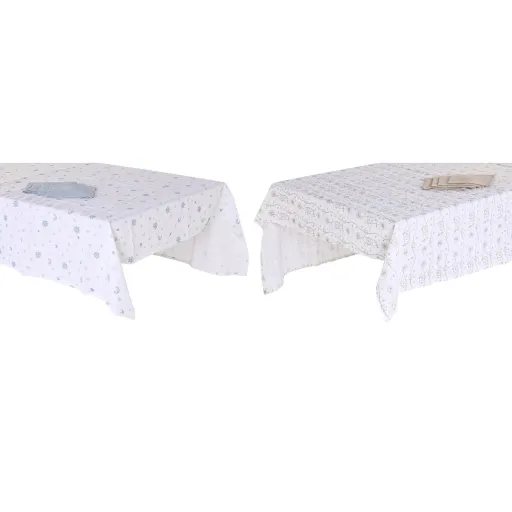 Mantel y Servilletas DKD Home Decor 150 x 150 x 0,5 cm Azul Marrón Blanco (2 Unidades)