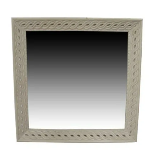 Espejo de Pared Home ESPRIT Blanco Natural Madera de Mango Romántico 92 x 6 x 92 cm
