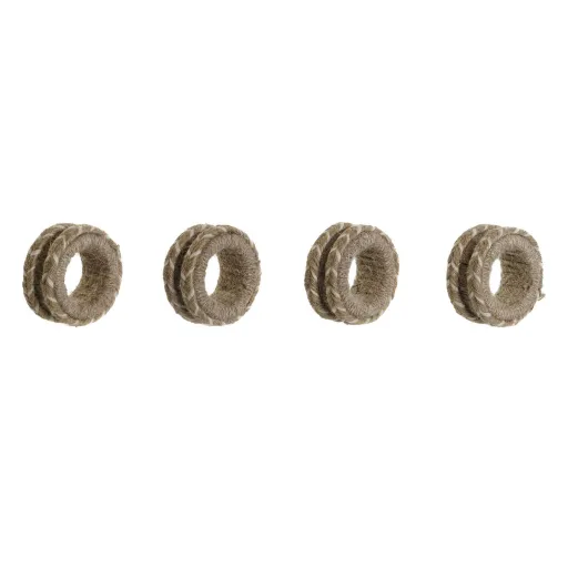Anillo Servilletero DKD Home Decor Natural Yute Madera de Mango 6 x 3 x 6 cm 4 Piezas