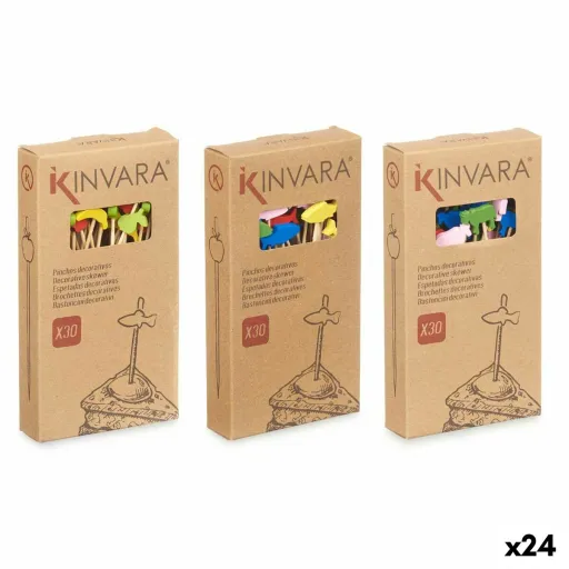 Set de Pinchos Para Barbacoa Kinvara Bambú Pincho Decorado (24 Unidades)