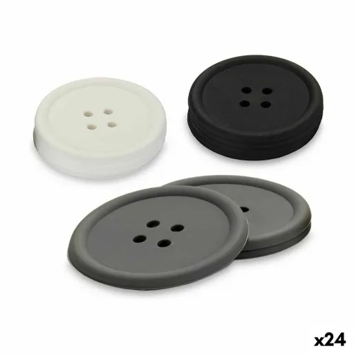 Posavasos Kinvara Blanco Negro Gris Silicona Plástico Botón 9 x 2 x 9 cm 8,8 x 8,8 x 0,05 cm 8 x 0,05 x 8 cm 9 x 1,8 x 9 cm Set