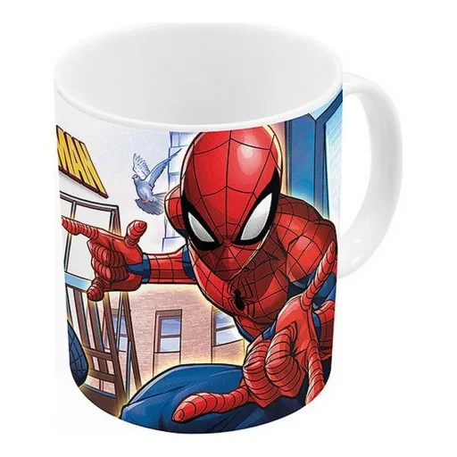 Taza Mug Spider-Man Great Power Azul Rojo Cerámica 350 ml