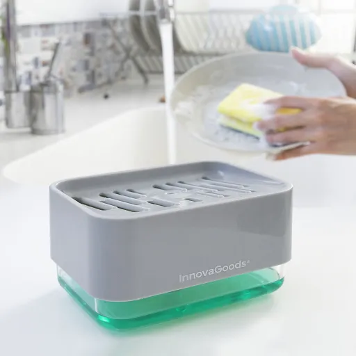 Dispensador de Jabón 2 en 1 Para Fregadero Pushoap InnovaGoods