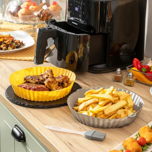 Cestas de Silicona Con Pincel Para Freidoras de Aire Mollicon InnovaGoods 2 Unidades
