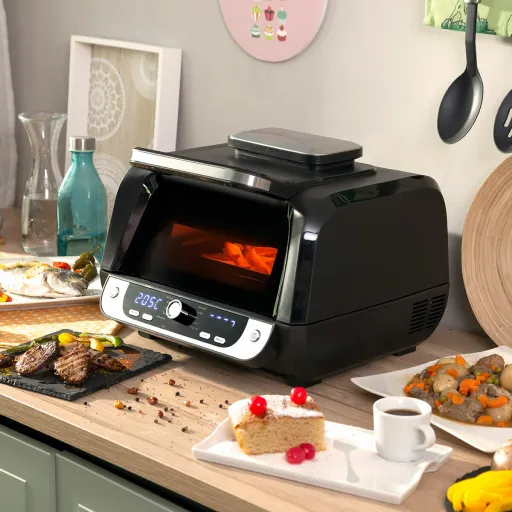 Freidora de Aire Con Grill, Accesorios y Recetario InnovaGoods Fryinn 12-in-1 6000 Negro Acero 3400 W 6 L