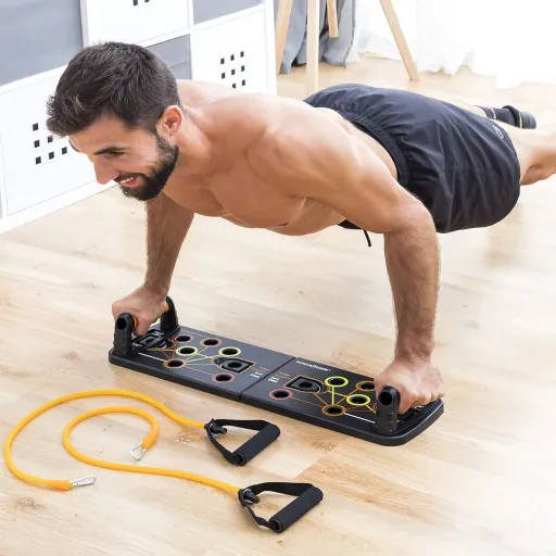 Tabla de Flexiones Push-Up Con Bandas de Resistencia y Guía de Ejercicios Pulsher InnovaGoods