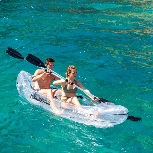 Kayak Hinchable Transparente Con Accesorios Paros InnovaGoods 312 cm 2 Plazas