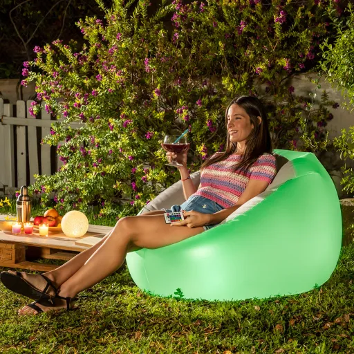 Sillón Hinchable Con LED Multicolor y Mando Chight InnovaGoods