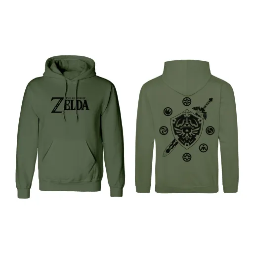 Sudadera Con Capucha Unisex The Legend of Zelda Logo And Shield Verde