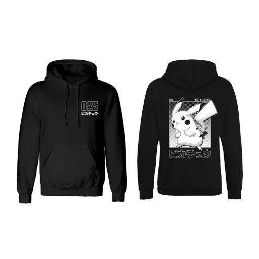 Sudadera Con Capucha Unisex Pokémon Halftone Pikachu Negro