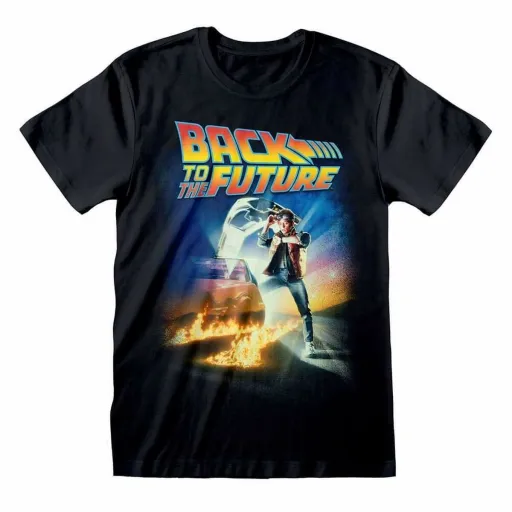 Camiseta de Manga Corta Back to The Future Poster Negro Unisex