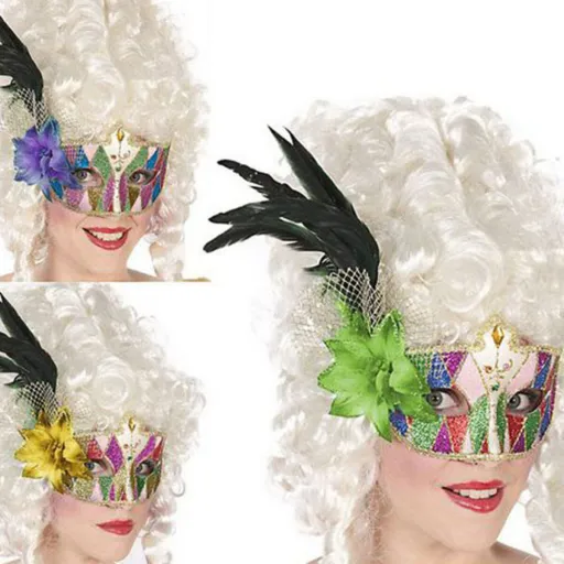 Antifaz Con Plumas Multicolor