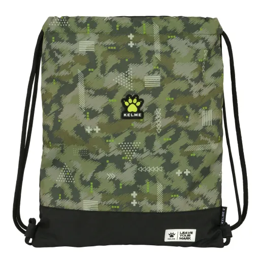 Bolsa Mochila Con Cuerdas Kelme Travel Negro Verde 35 x 40 x 1 cm