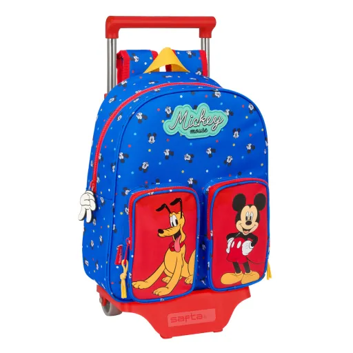 Mochila Escolar Con Ruedas Mickey Mouse Clubhouse Good Day Azul 28 x 34 x 10 cm