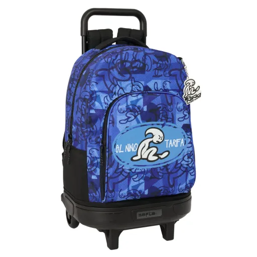 Mochila Escolar Con Ruedas El Niño Roller Azul Negro 33 x 45 x 22 cm