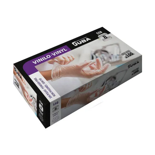 Guantes de Vinilo Desechables JUBA 7 Caja Sin Polvo (100 Unidades)