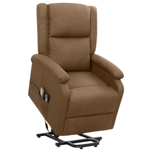 Sillón de Masaje Elevable de Tela Marrón