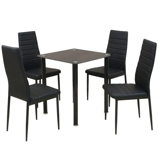 Conjunto de Mesas y Sillas de Comedor de Cinco Piezas Negro