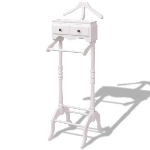 Perchero Galán de Noche Con Almacenaje de Madera Blanco