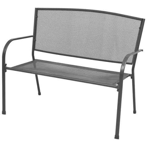 Banco de Jardín de Acero y Malla Gris Antracita 108 cm