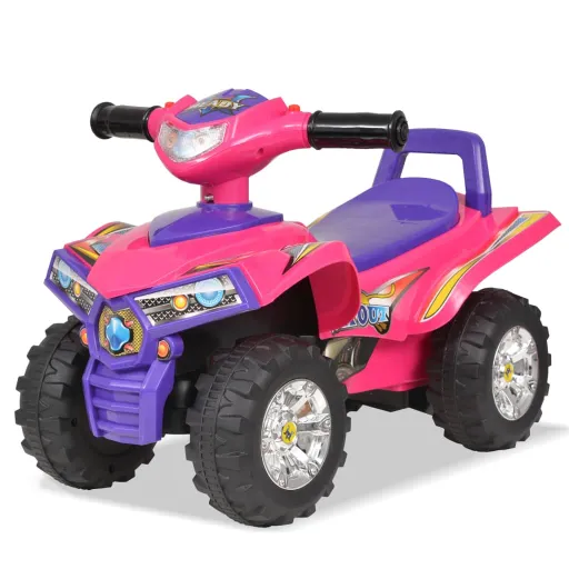 Quad ATV Correpasillos Infantil Con Sonidos y Luces Rosa Morado
