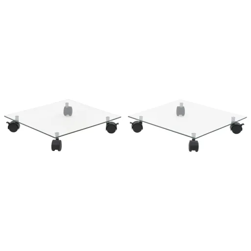 Soportes de Ruedas Para Macetas Cuadrado Vidrio Templado 2 Uds