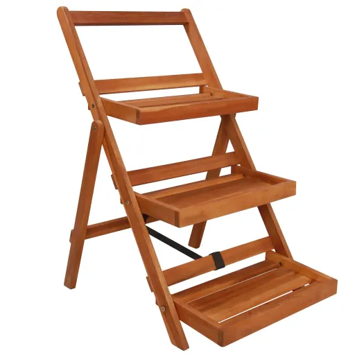 Soporte Para Plantas de 3 Niveles Madera de Acacia 50x63x80 cm