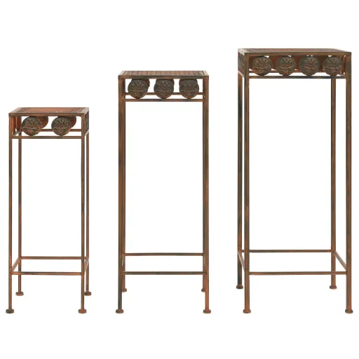 Juego de Soportes de Planta 3 Pzas Estilo Vintage Metal Oxidado